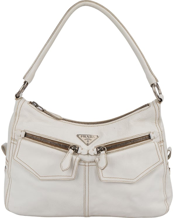 Prada Prada Leather Double Pocket Triangle Shoulder Bag