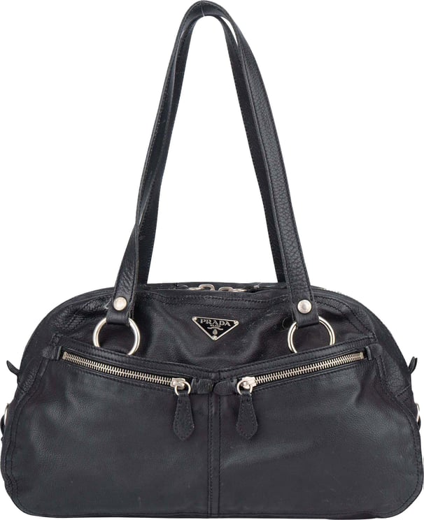 Prada Prada Leather Twin Pocket Triangle Shoulder Bag