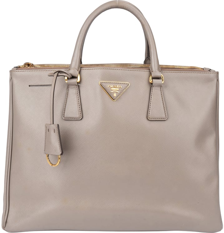 Prada Prada Grey Saffiano Leather Galleria Handbag