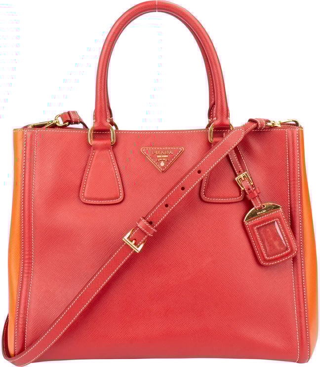 Prada Prada Bicolor Saffiano Leather Galleria Handbag