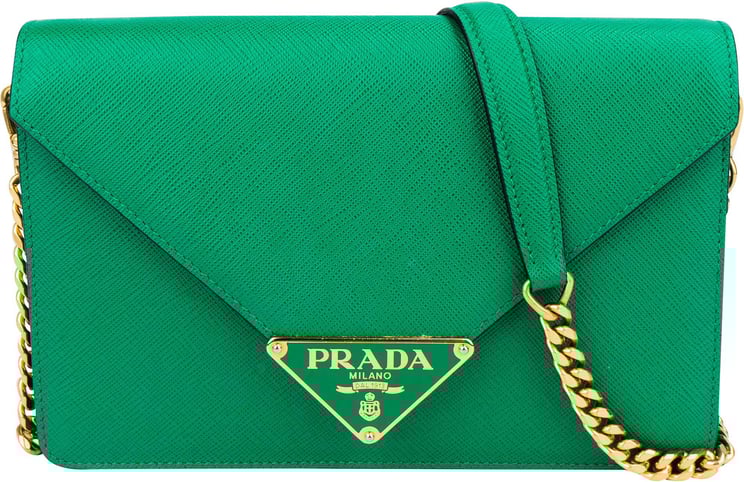 Prada Prada Green Saffiano Leather Big Triangle Crossbody Bag