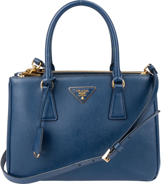 Prada Prada Bleu Saffiano Leather Galleria Handbag