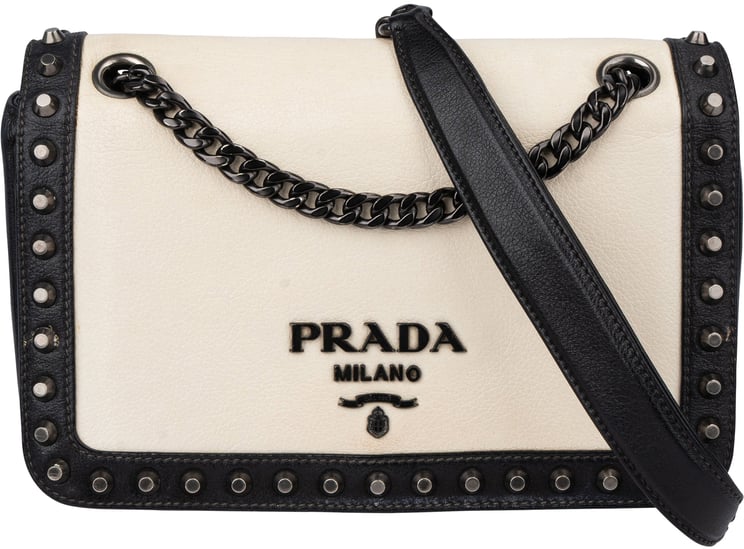 Prada Prada Bicolor Leather Glace Crossbody Bag