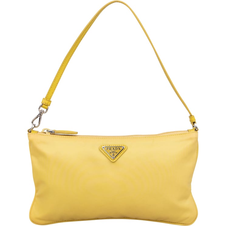 Prada Prada Yellow Nylon Triangle Mini Handbag