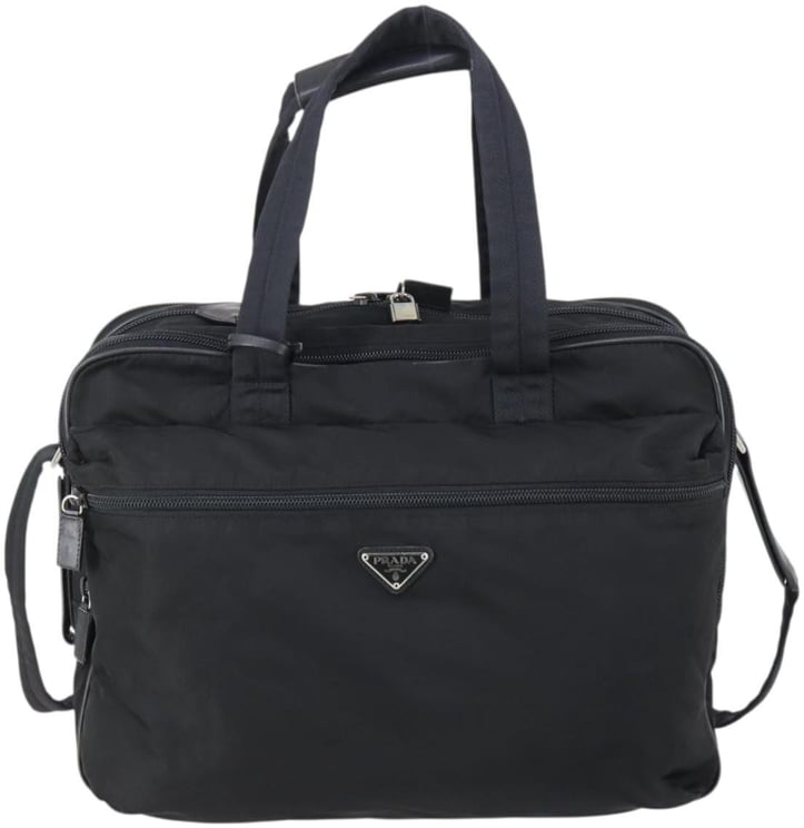 Prada Prada Porta Computer Briefcase Tessuto and Saffiano Leather Medium