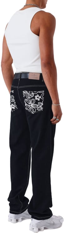 Project x Paris Project X Paris Floral Denim Broek Zwart