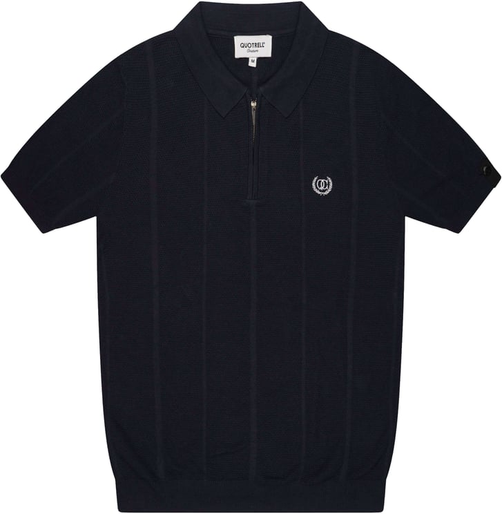 Quotrell Cruz Knitted Polo | Navy/white