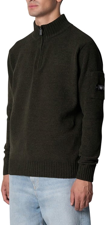 Quotrell Combat Knitted Halfzip | Army