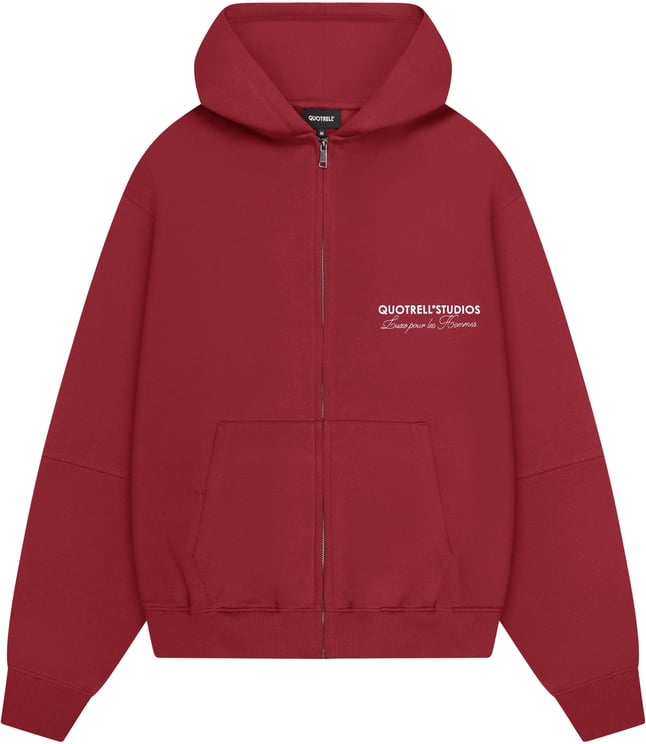 Quotrell Studios Zip Hoodie | Bordeaux/white