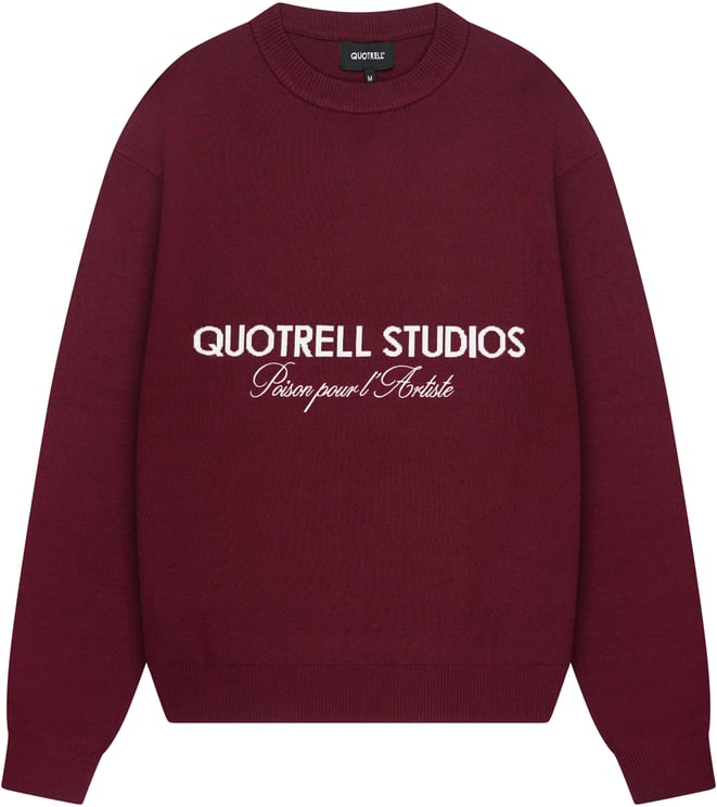 Quotrell Mondrian Knitted Sweater | Bordeaux/white