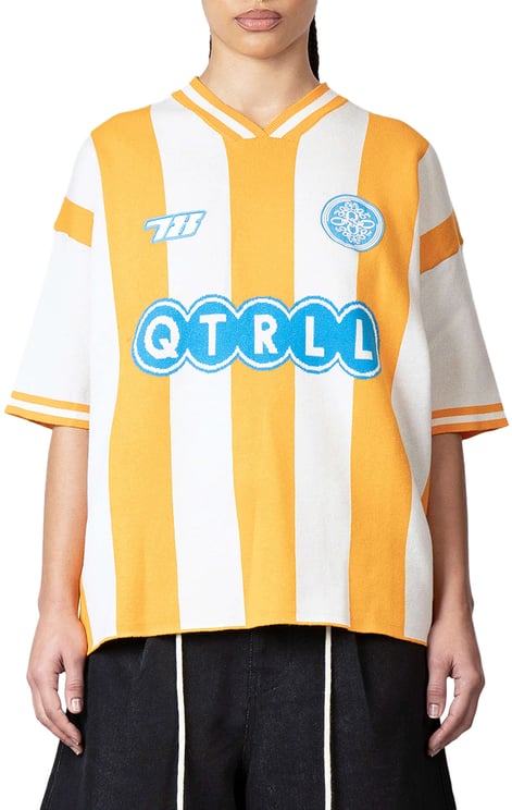 Quotrell Alessio Knitted Polo | Orange/blue