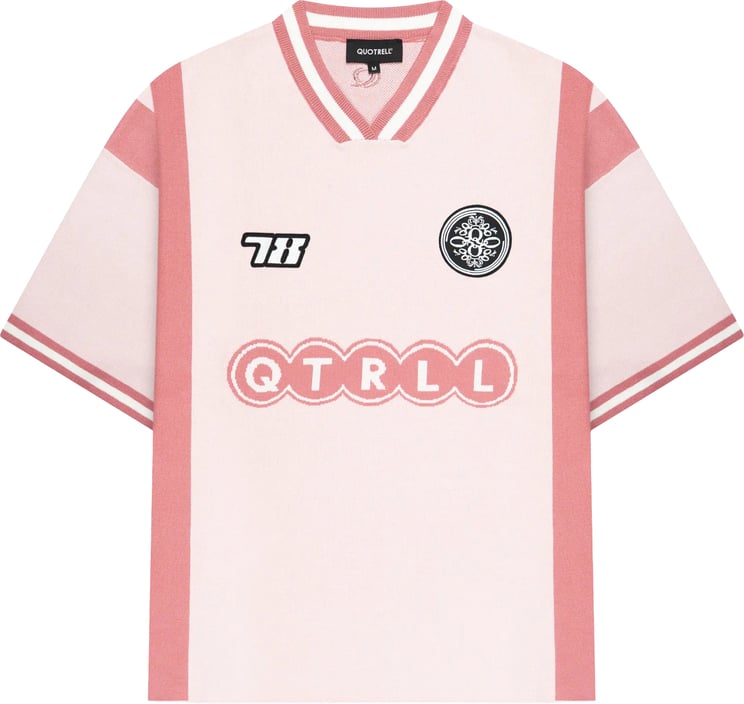 Quotrell Alessio Knitted Polo | Light Pink/white
