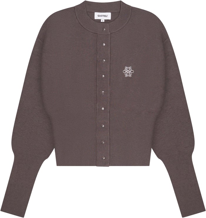 Quotrell Chloe Knitted Cardigan | Brown/off White