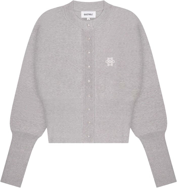 Quotrell Chloe Knitted Cardigan | Grey Melee/white