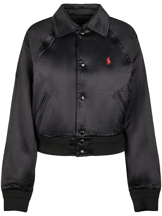 Ralph Lauren Cropped Woven Bomber Jacket with Embroidered Motif