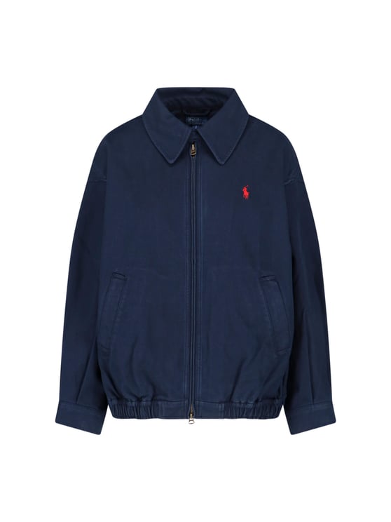 Ralph Lauren Blue Embroidered Cotton Zip Jacket