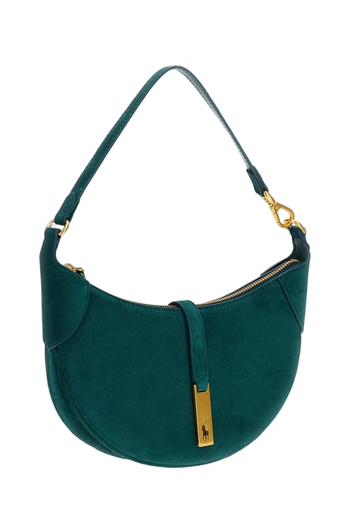 Ralph Lauren Green Mini Polo Id Suede Shoulder Bag