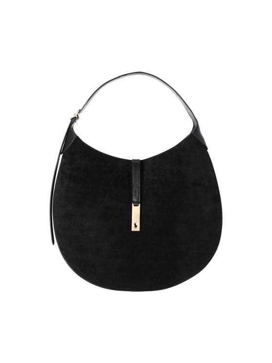 Ralph Lauren Large Black Suede Shoulder Bag