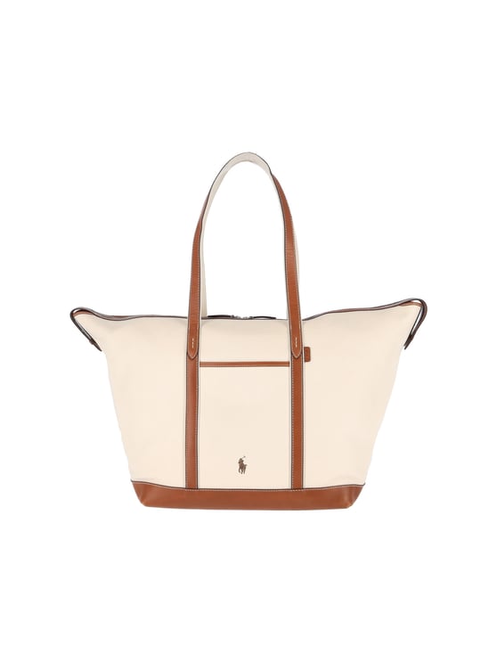 Ralph Lauren Beige Logo Cotton-Blend Tote Bag