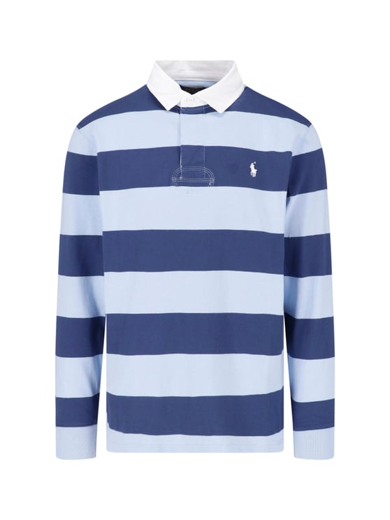Ralph Lauren Blue Striped Rugby Cotton Polo Shirt