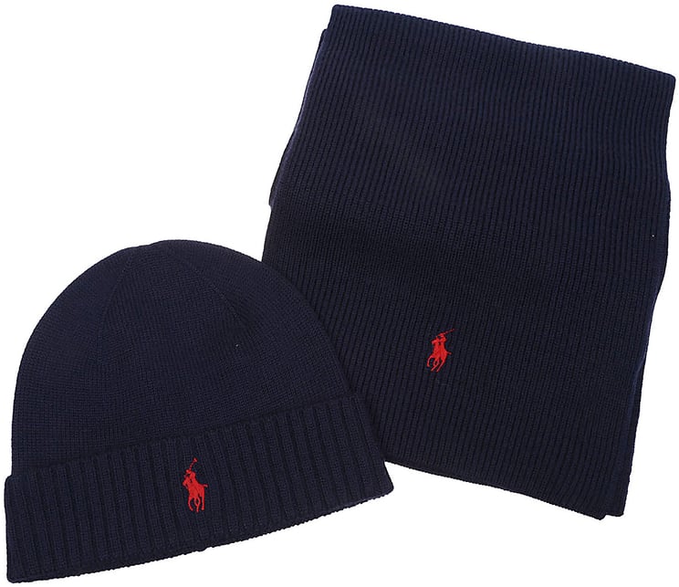 Ralph Lauren Classic Box Set Cold Weather Beanie+scarf Blue