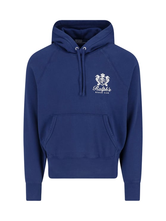 Ralph Lauren Blue Cotton Logo Print Hoodie