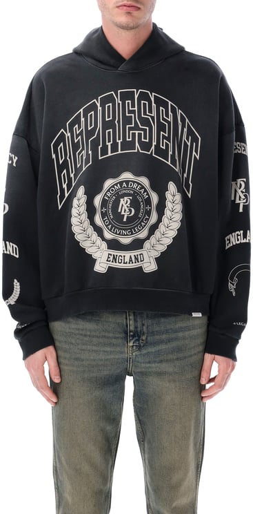 Represent Legacy Crest Hoodie Stained Black