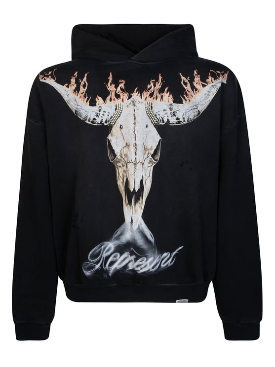Represent Black Bull Skull Graphic Hoodie