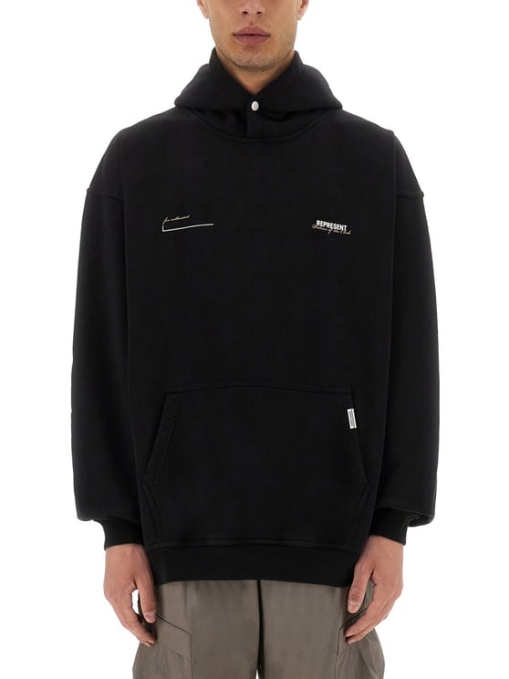 Represent Relaxed-Fit Black Hoodie With Bold Graphic