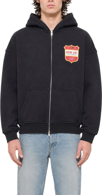 Rhude FILTARO CREST ZIP-UP HOODIE VINTAGE BLACK / RED / YELLOW