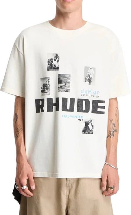 Rhude WINTER 91 RALLYE TEE VINTAGE WHITE / BLACK / BLUE