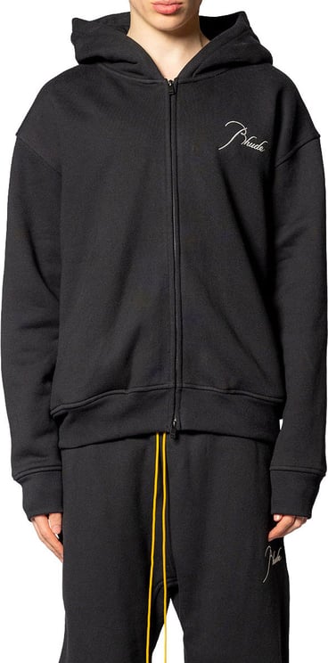 Rhude CLASSIQUE ZIP UP HOODIE BLACK/ WHITE