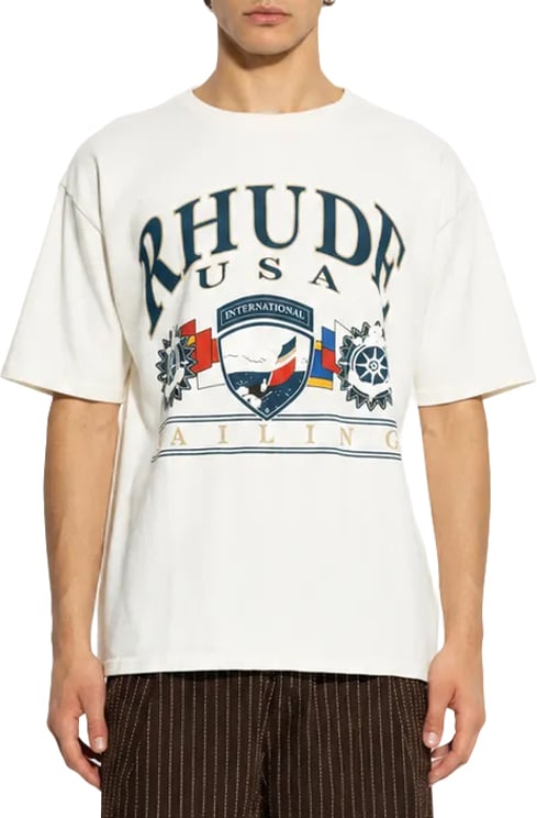 Rhude USA SAILING ICON TEE VINTAGE WHITE/BLACK OS