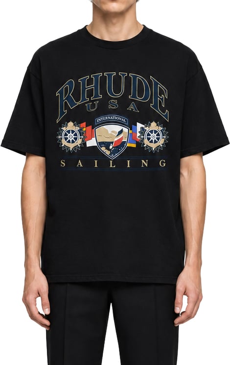 Rhude USA SAILING ICON TEE VINTAGE BLACK/WHITE OS