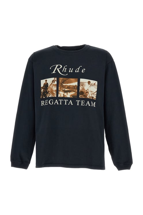 Rhude Black Regatta Cotton Printed T-Shirt