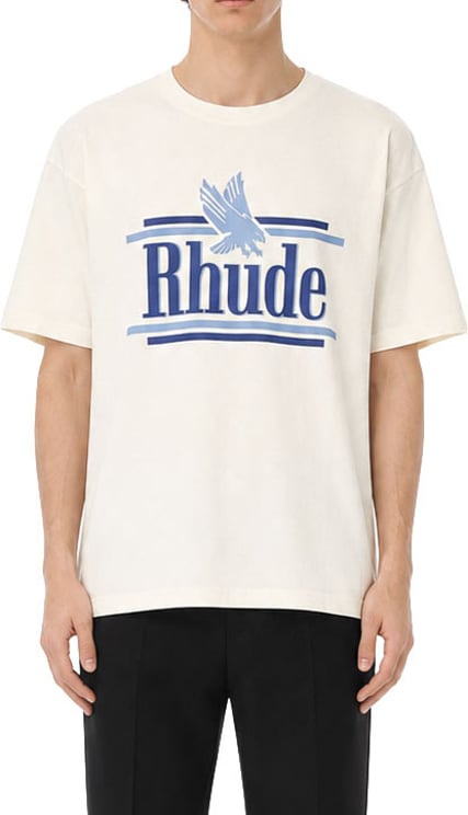 Rhude ROSSA TEE VINTAGE WHITE/BLUE OS