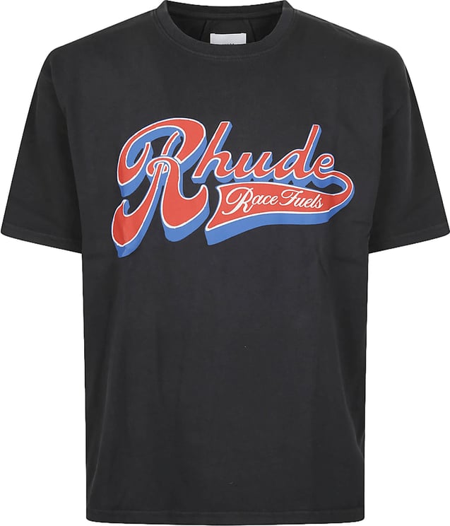 Rhude RHUDE PIT STOP T-SHIRT VINTAGE ZWART/ROOD/BLAUW