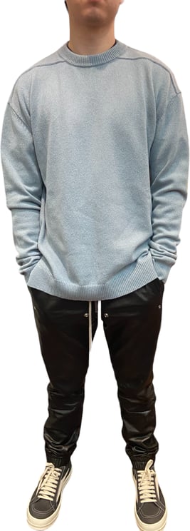 Rick Owens Pull Col Montant ciel Cachemire Laine Round Neck Rick Owens Homme RU02D6684 WSBR 36