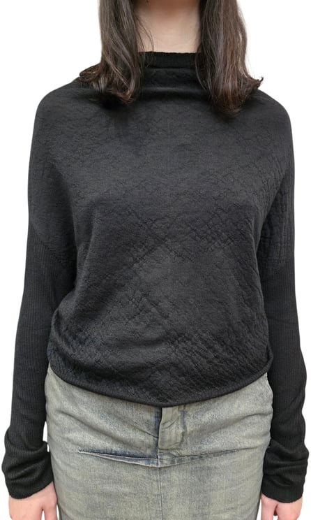 Rick Owens Pull Crater Knit noir cachemire manches longues Rick Owens Femme RP02E 4629 WS 09