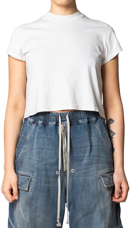 Rick Owens DRKSHDW T-SHIRT CROPPED SMALL LEVEL T MILK WASH