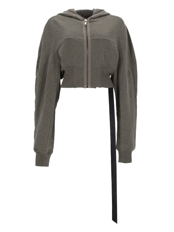 Rick Owens DRKSHDW Gimp Collage Cropped Front-Zip Cotton-Blend Sweatshirt