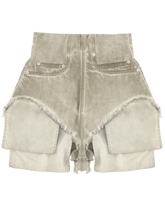 Rick Owens DRKSHDW Dirt Layered High-Waisted Frayed Shorts