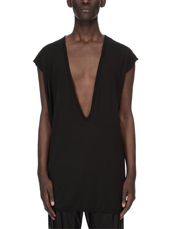 Rick Owens DRKSHDW Loose Black T-Shirt with Deep V-Neckline