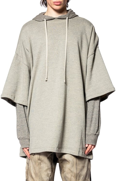 Rick Owens DRKSHDW FELPA TOMMY HUSTLER HOODIE GREY MELANGE