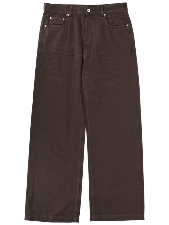 Rick Owens DRKSHDW Deep Brown Geth Wide-Leg Cotton Jeans