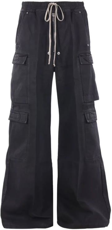 Rick Owens Denim Double Cargo Jumbo Belas Black Wax