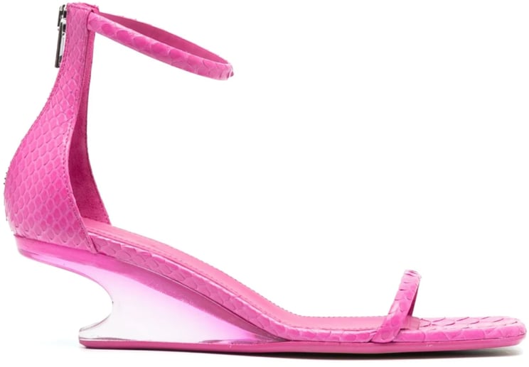 Rick Owens Sandali Hot Pink Fuchsia/clear Python Sandals Cantilever