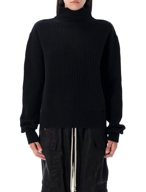 Rick Owens Fisherman Boxy Ribbed Turtleneck Sweater