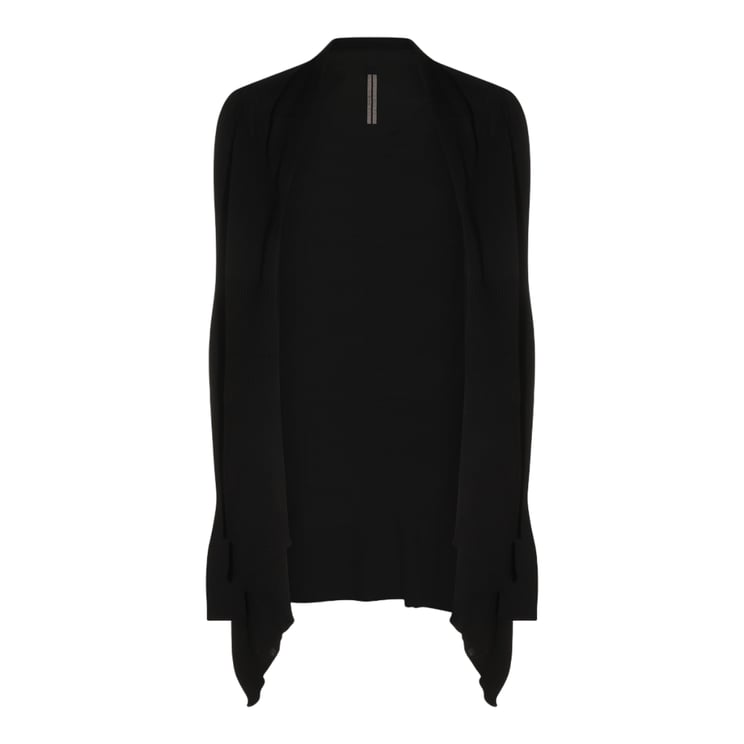 Rick Owens Draped Open-Front Black Sweater with Asymmetrical Hem