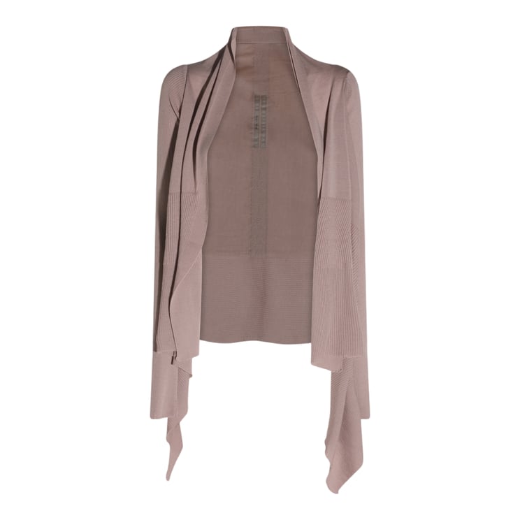 Rick Owens Draped Open Front Sweater with Asymmetrical Hem